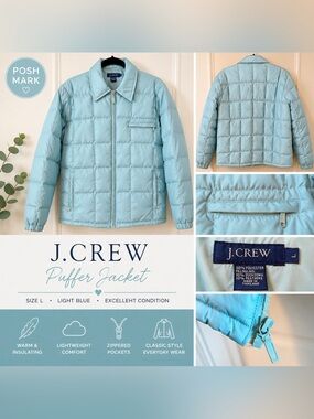 J. Crew Light Blue Quilted Puffer Jacket